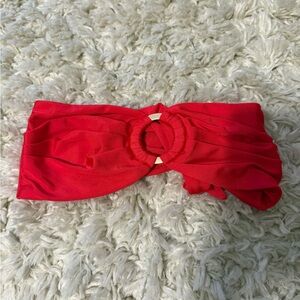 Kulani Kinis Red Twist Ring Bandeau Bikini Top